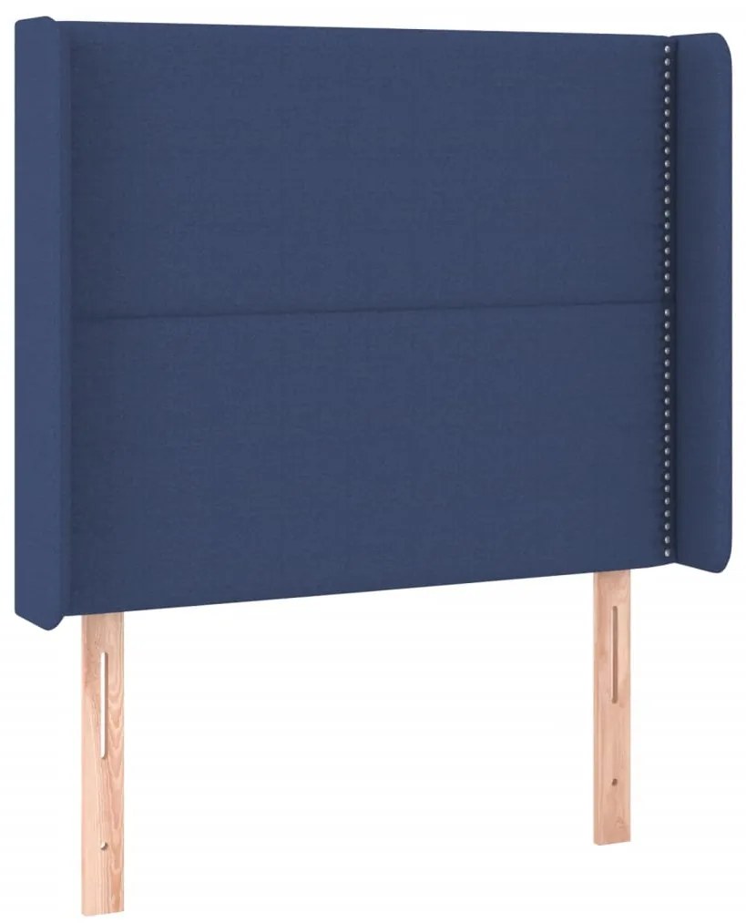 Cabeceira de cama c/ luzes LED tecido 103x16x118/128 cm azul