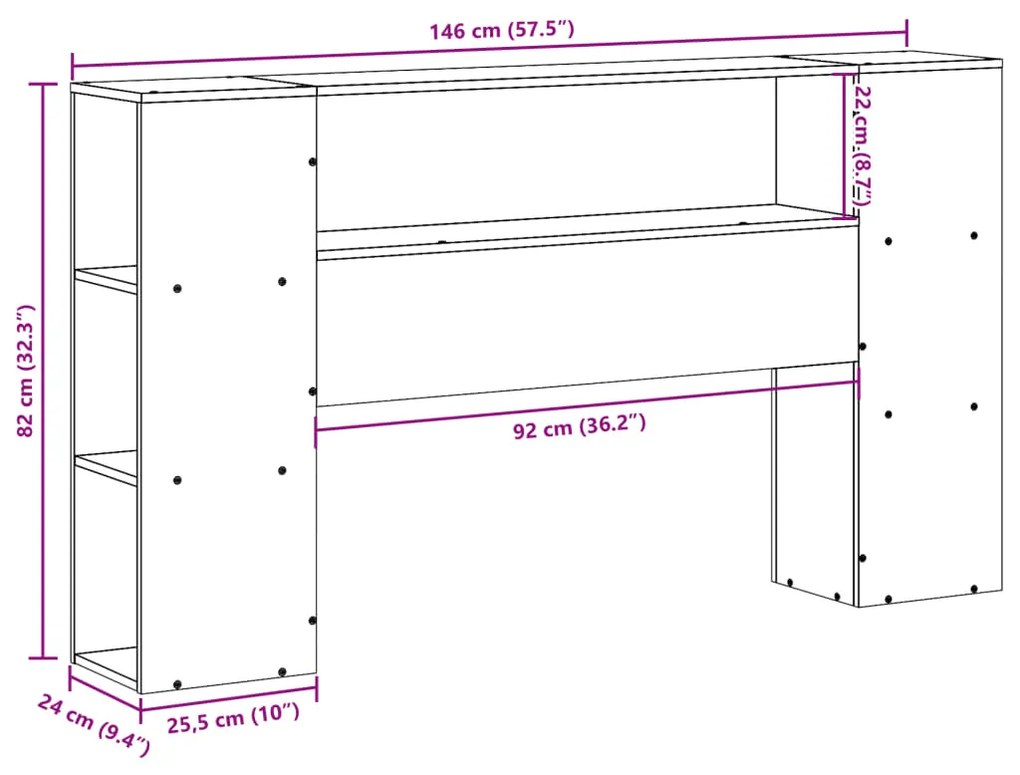 Cabeceira com arrumação 140 cm pinho maciço castanho-mel