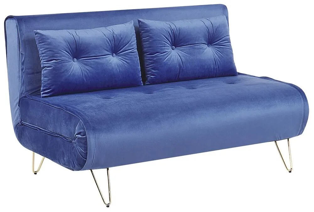 Conjunto de sofás-cama com 3 lugares em veludo azul marinho VESTFOLD Beliani