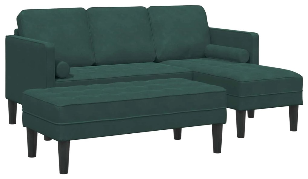 vidaXL Conjunto de Sofás com almofada 2 pcs Verde Escuro Poliéster