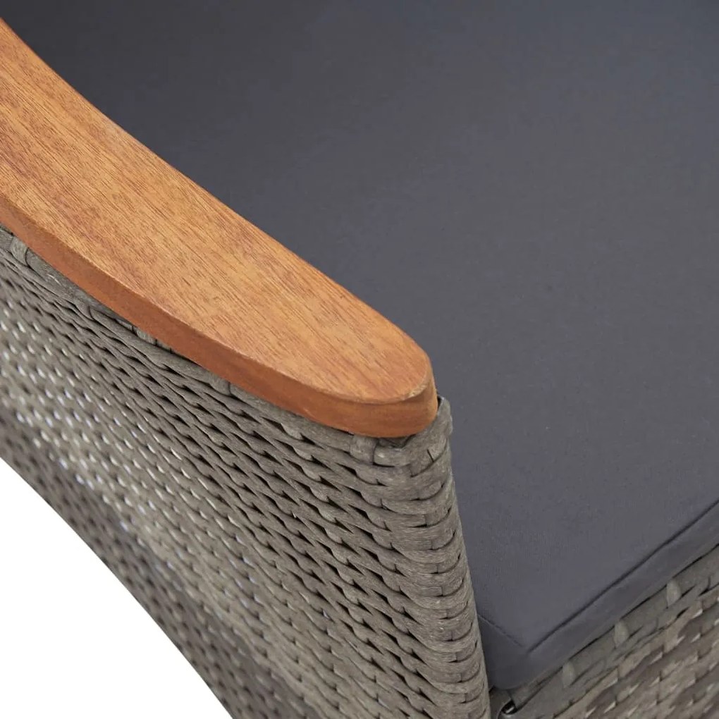 5 pcs conjunto jantar exterior com almofadões vime PE cinzento