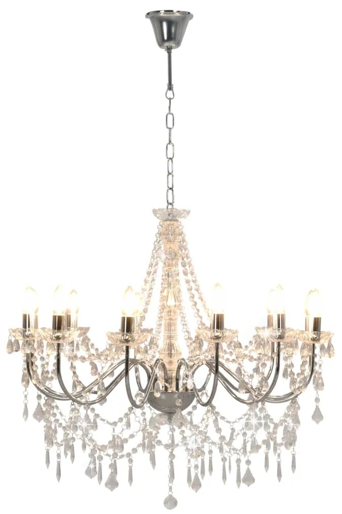 Lustre com contas lâmpadas 12 x E14 prateado
