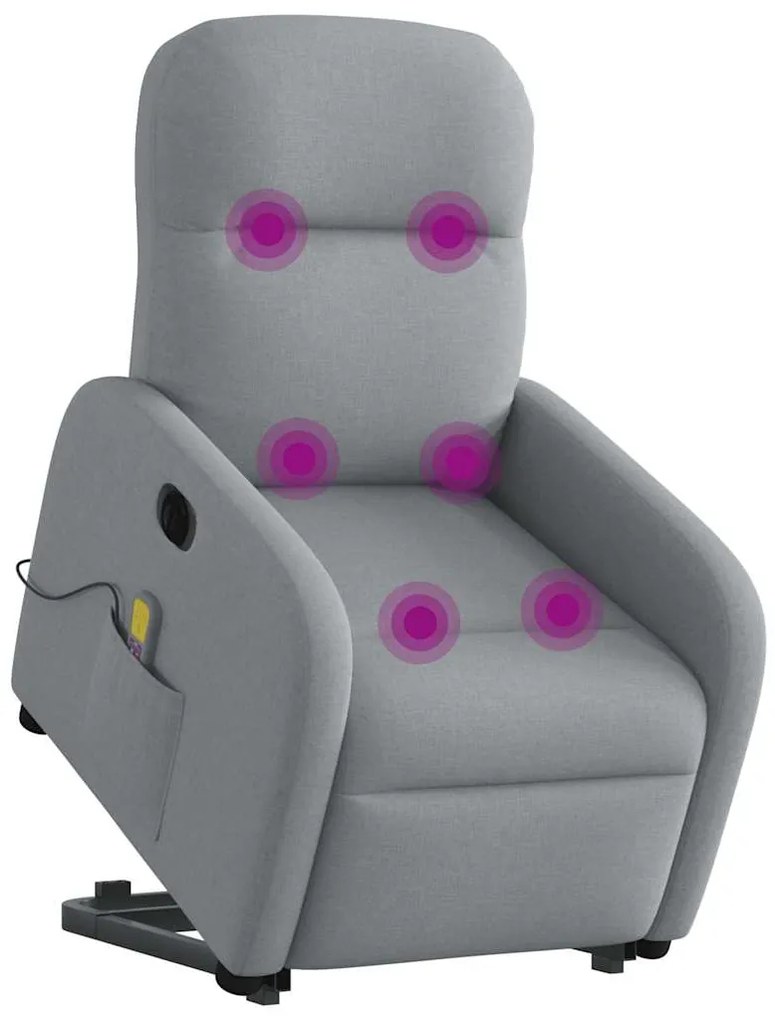 Poltrona elétrica reclinável massagens tecido cinzento-claro