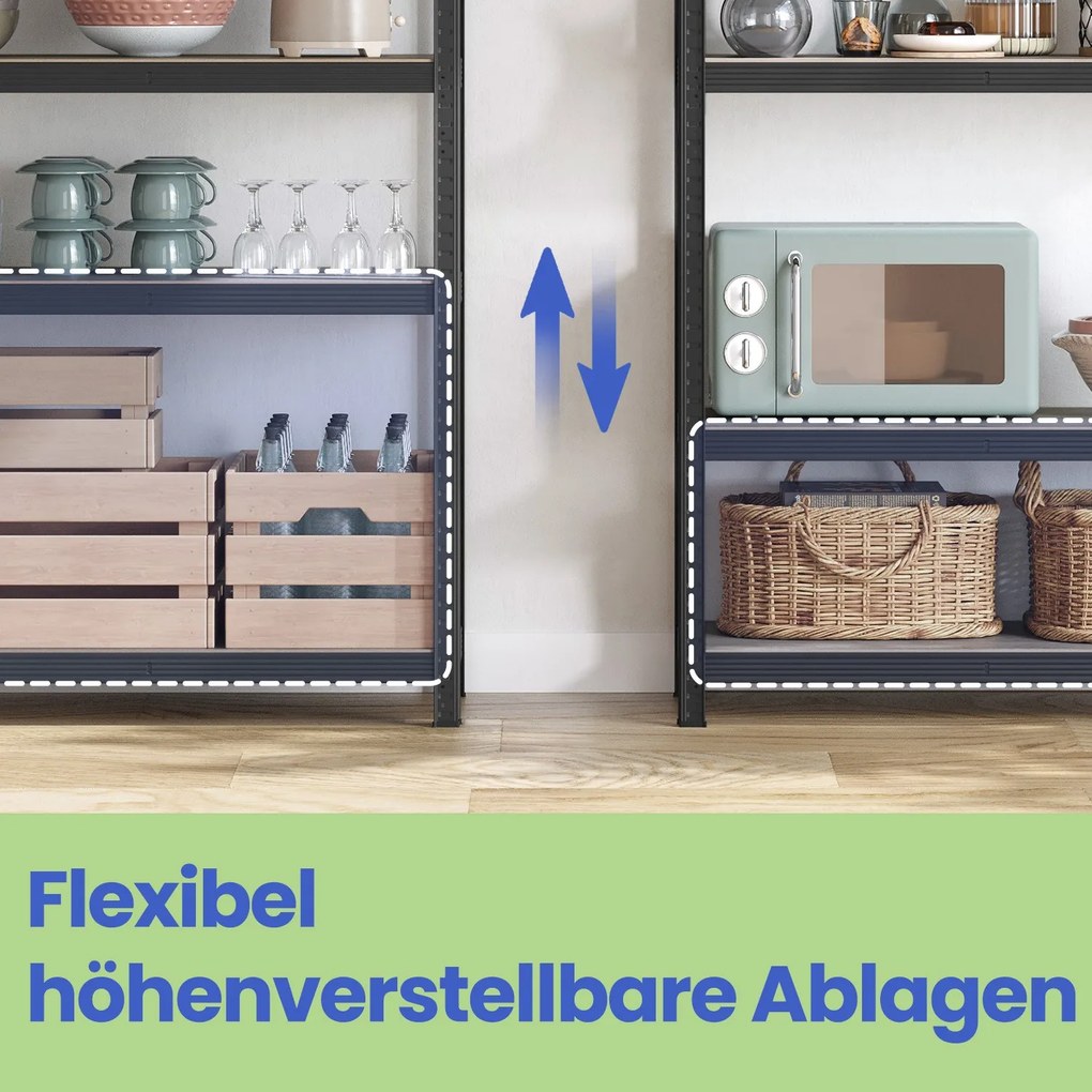 Estante para cargas pesadas 50 x 100 x 200 cm cinzento + preto