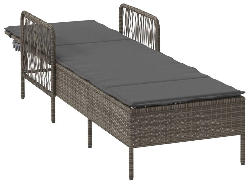 Espreguiçadeira Cinza e cinza escuro Vime PE 157 x 55 x 92 cm