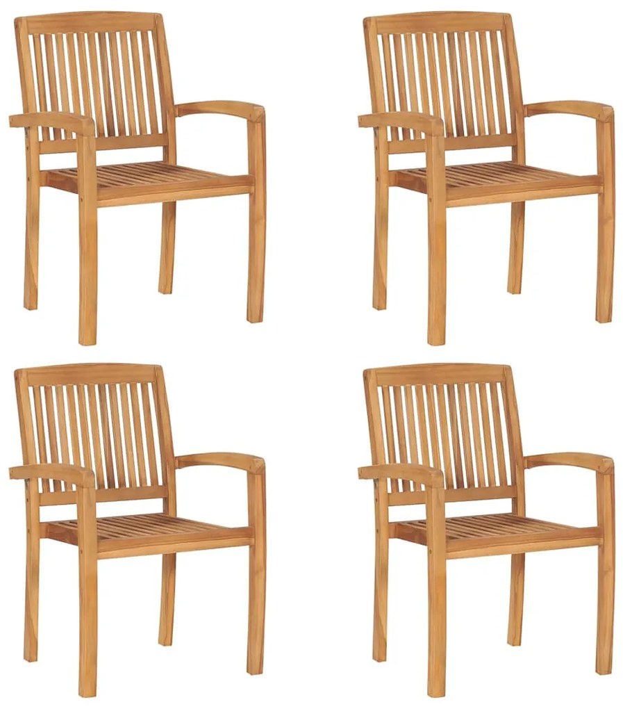 Cadeiras de jardim empiháveis c/ almofadões 4 pcs teca maciça