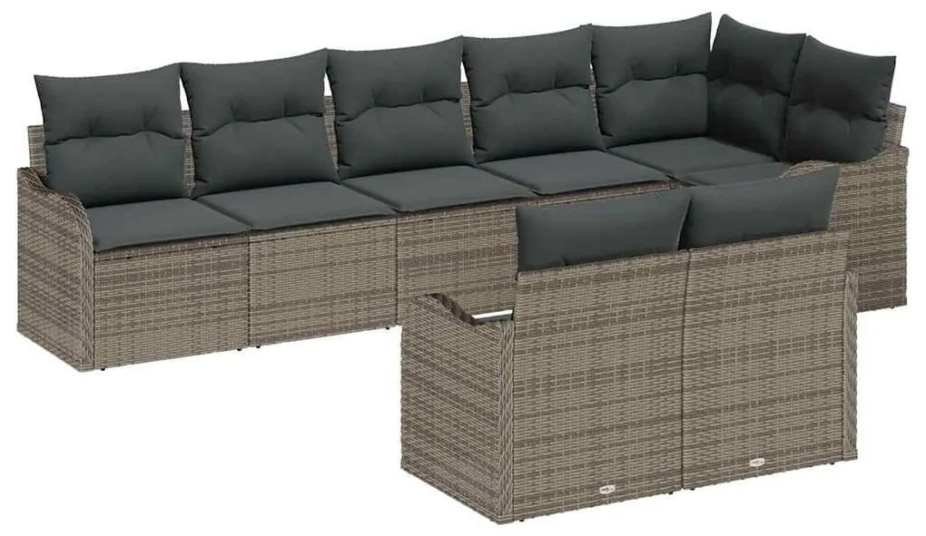 Conjunto de 8 Peças de Sofá de Jardim com Almofadas Cinza Rattan Polia