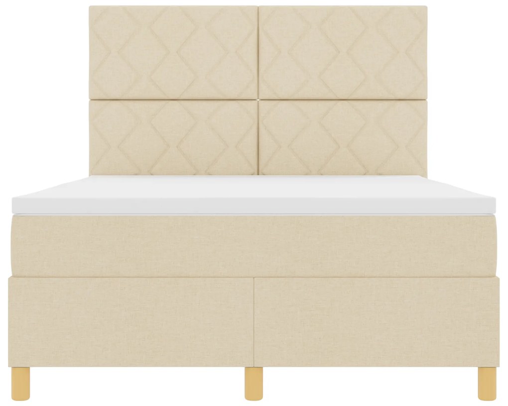 Cama Box Spring com Colchão Creme 140x190 cm Tecido