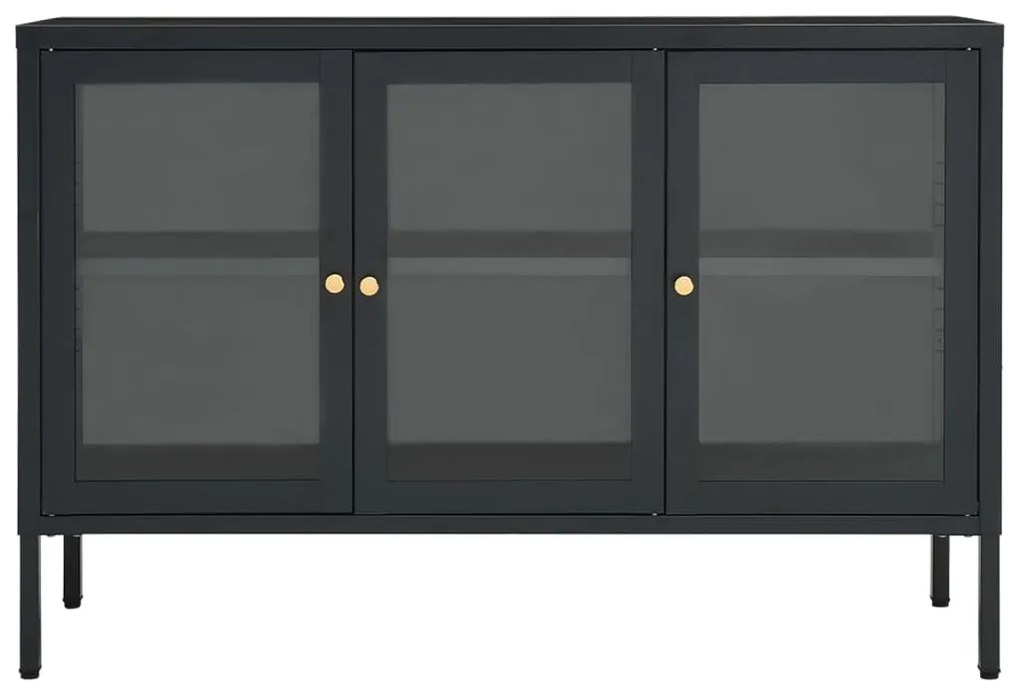Aparador 105x35x70 cm vidro e aço antracite