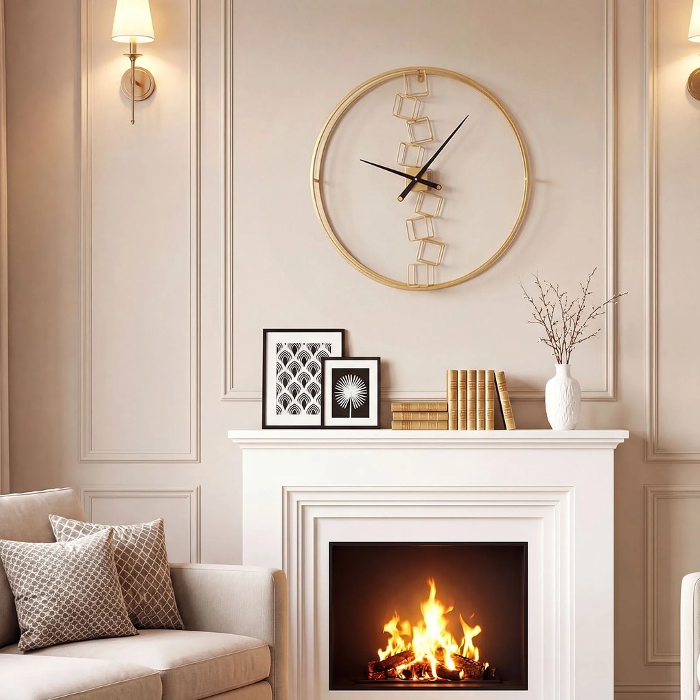 Relógio de parede grande em metal, 68 cm, estilo nórdico, elegante, silencioso, a pilhas, decoração para sala, quarto e cozinha