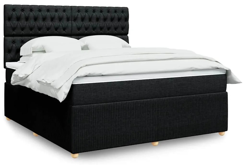 vidaXL Cama com molas/colchão 180x200 cm tecido preto