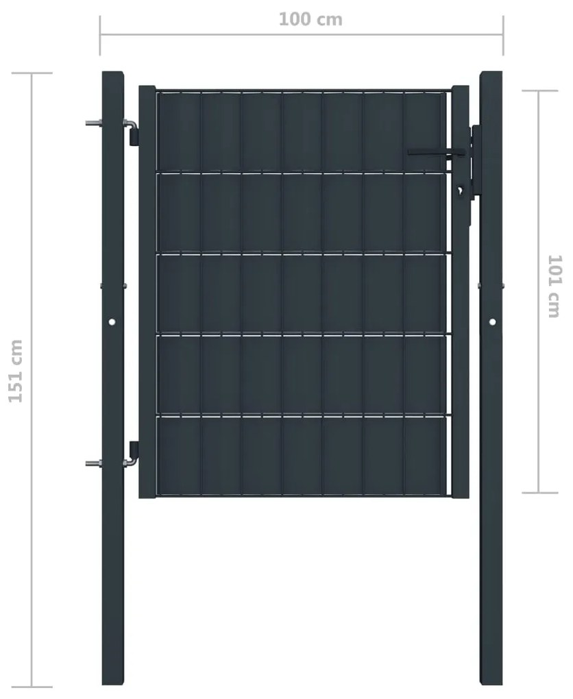 Portão de cerca 100x101 cm PVC e aço antracite