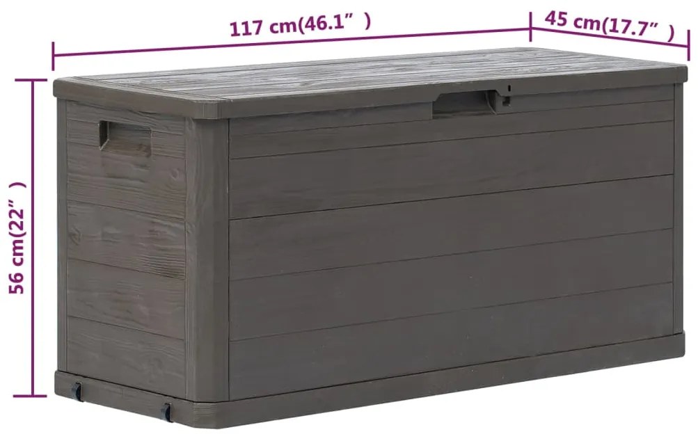 Caixa de arrumação para jardim 280 L castanho