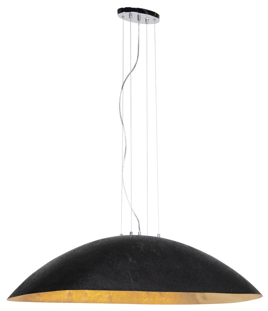 Candeeiro de suspensão industrial preto com 115 cm ouro - Magna Moderno