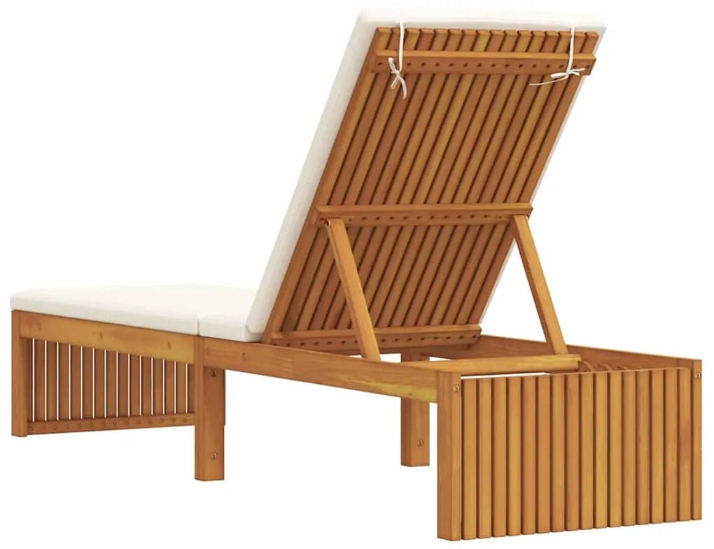 Espreguiçadeira com almofada 200x55x30 cm de madeira maciça de acácia