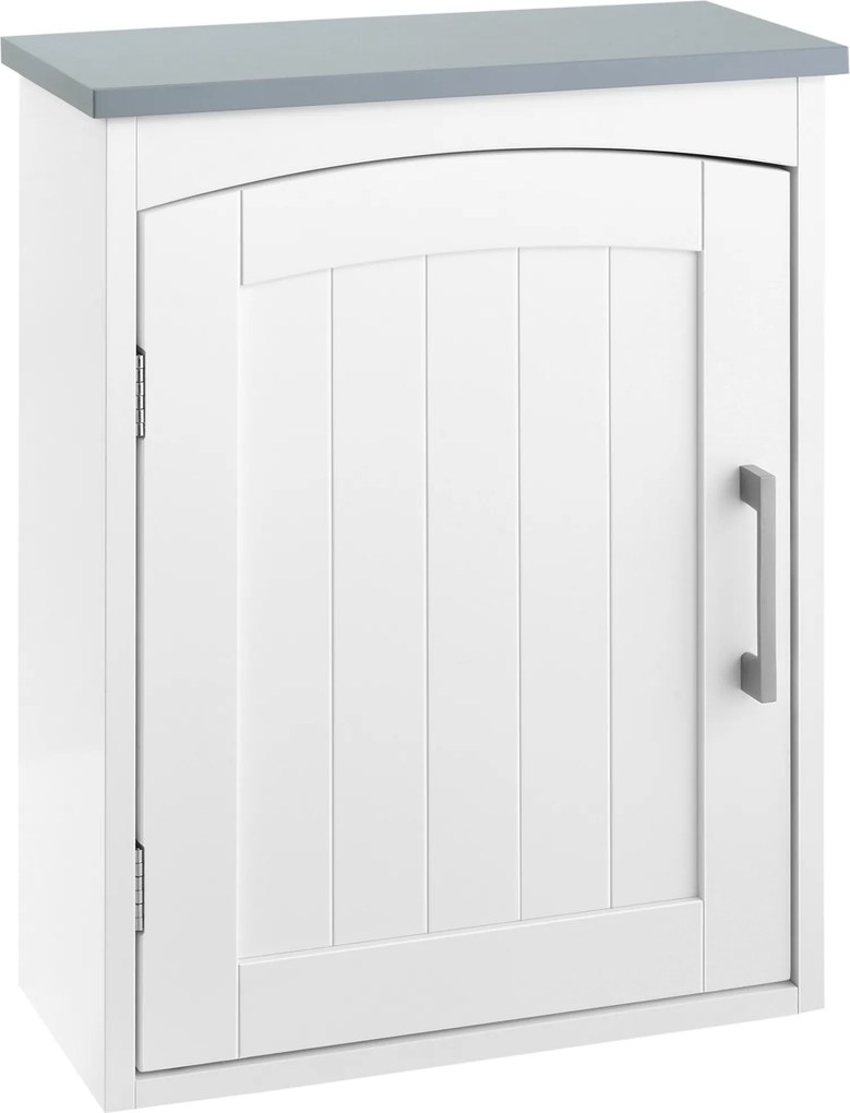 Móvel suspenso para casa de banho com porta e prateleira ajustável - 41 x 18,5 x 52 cm - MDF - branco
