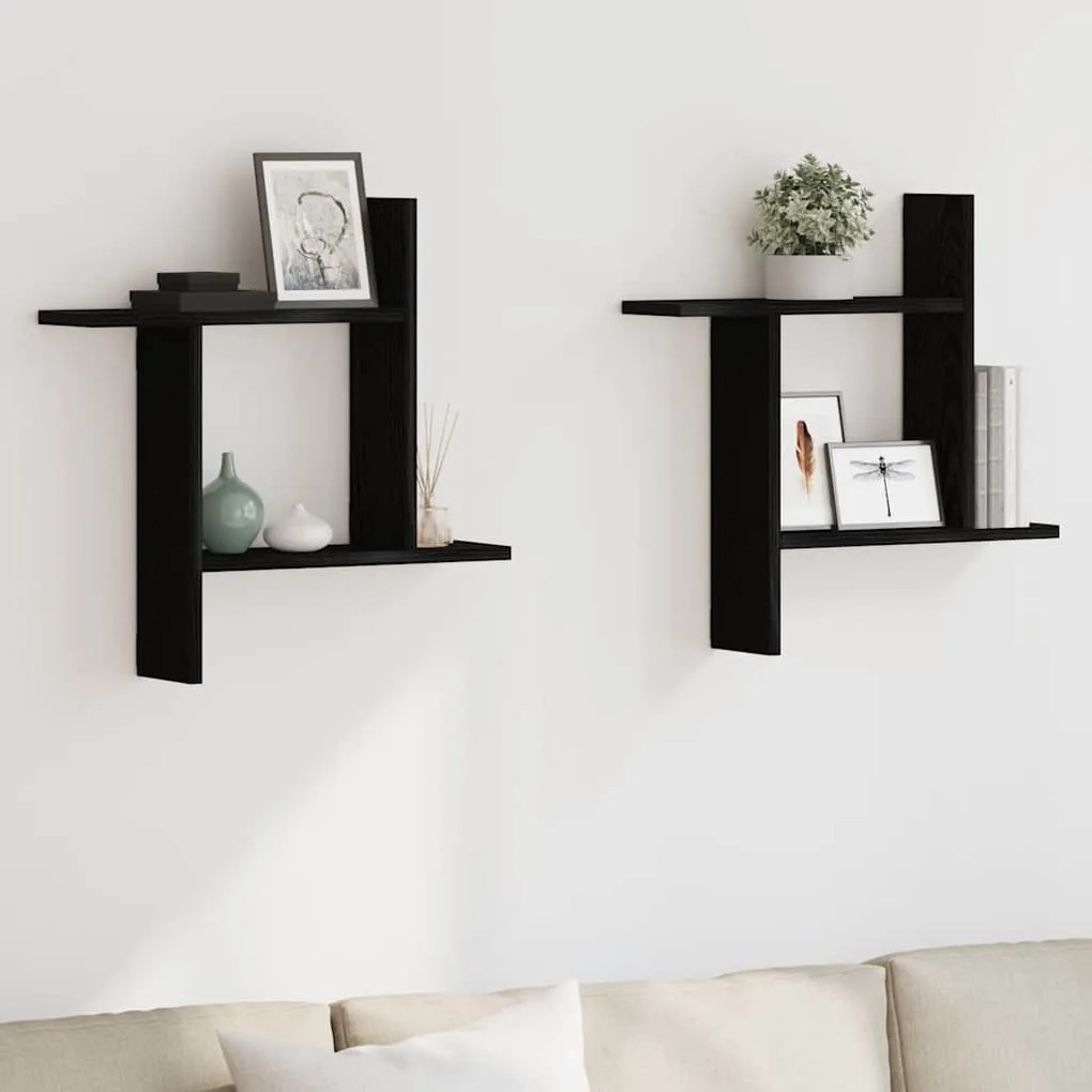 Estantes de parede 2 pcs 50x12x50 cm carvalho preto
