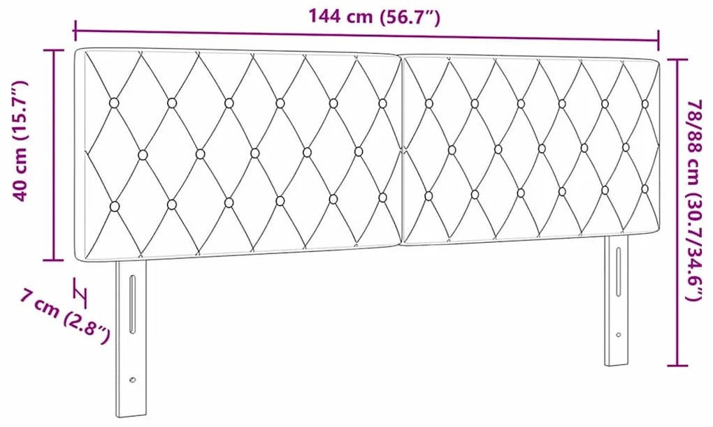 Cabeceira LED com botão cristal, estofada em cinza claro, 72 cm, em ve