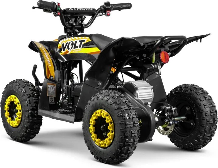 Mini moto 4 elétrica infantil - VOLT 1000 W 36 V, com 3 velocidades reguláveis, c/ marcha atrás Amarela
