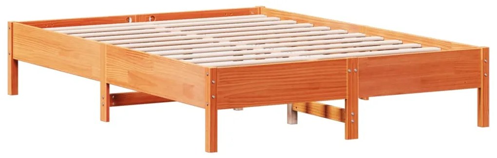 Cama sem colchão 140x190 cm pinho maciço castanho-mel