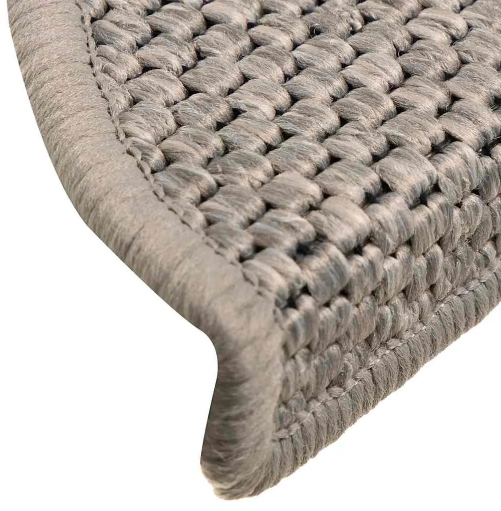 Tapetes escada adesivos aspeto sisal 30 pcs 56x17x3 cm prateado