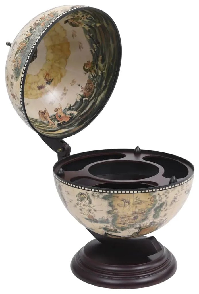320910 vidaXL Garrafeira de mesa em forma de globo madeira de eucalipto branco