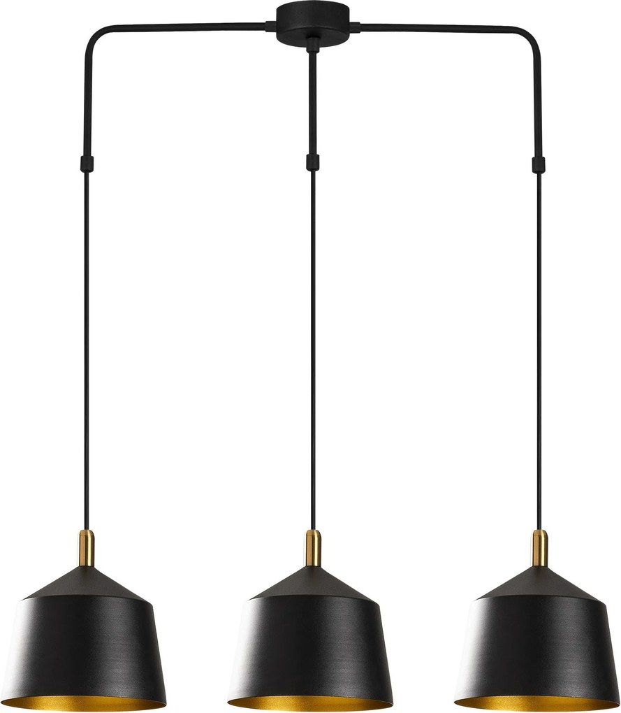 Candeeiro de Teto Saglam – Preto e Dourado – 89 x 25 cm
