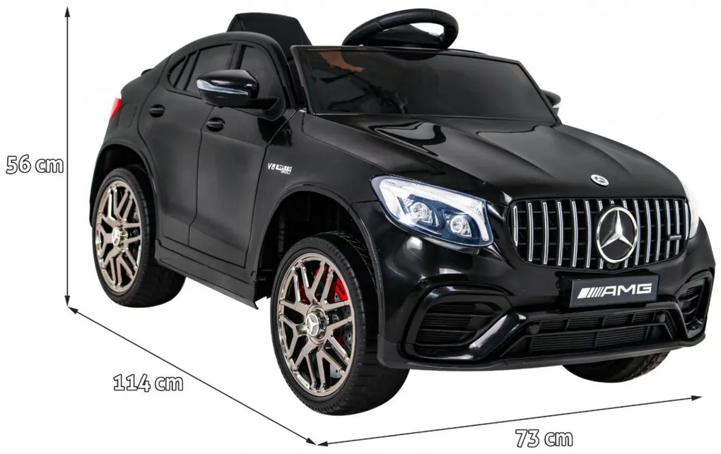 Carro elétrico para Crianças 12V 4x4 Mercedes Benz GLC63S Rodas de EVA, Assento de couro Preto