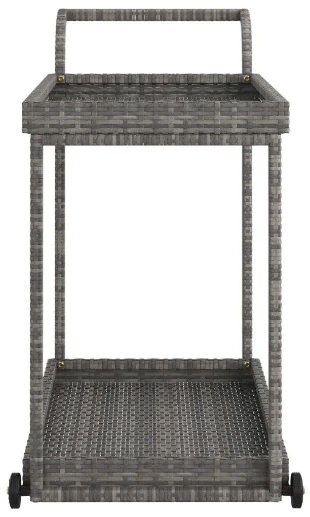 Carrinho de bar 100x45x83 cm vime PE cinzento