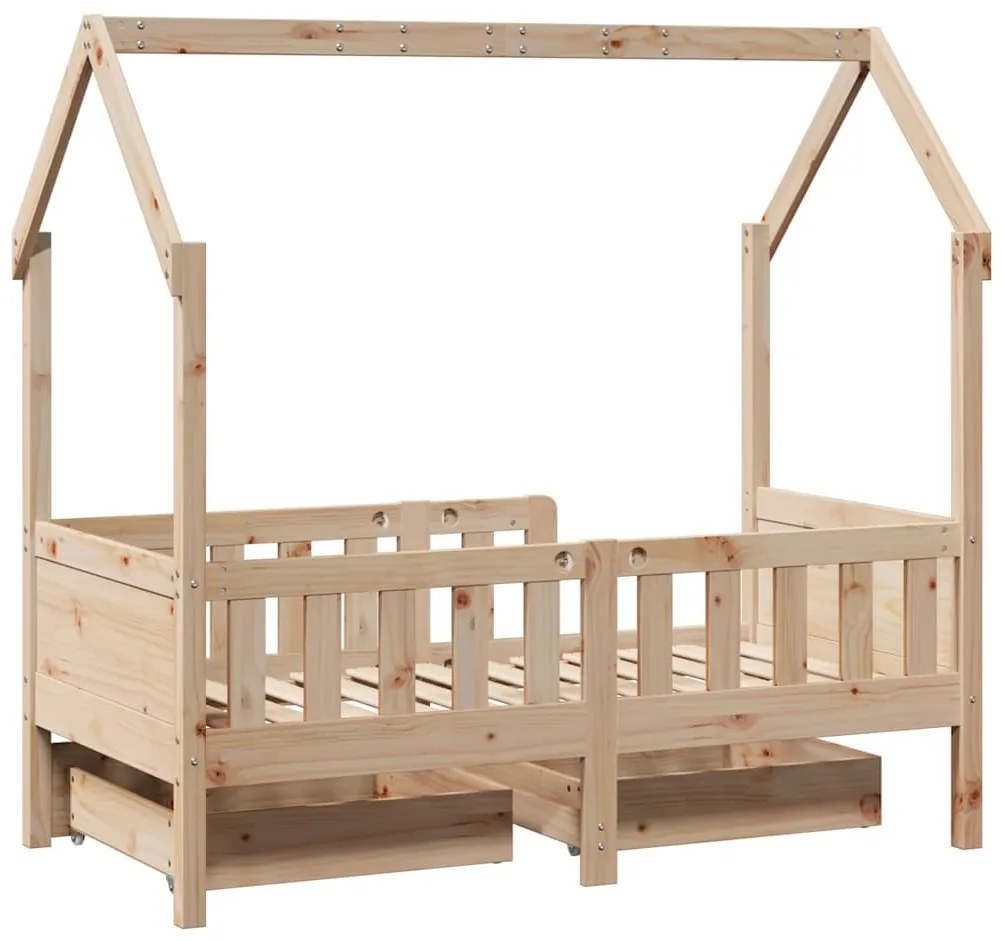 Estrutura de cama infantil c/ gavetas 80x170 cm pinho maciço