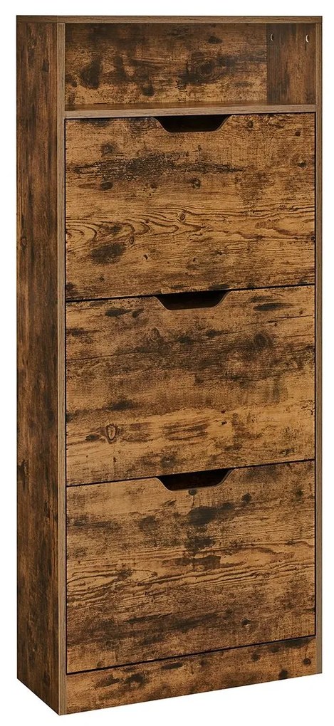 Sapateira com compartimento aberto e ajustável 24 x 60 x 139 cm castanho vintage