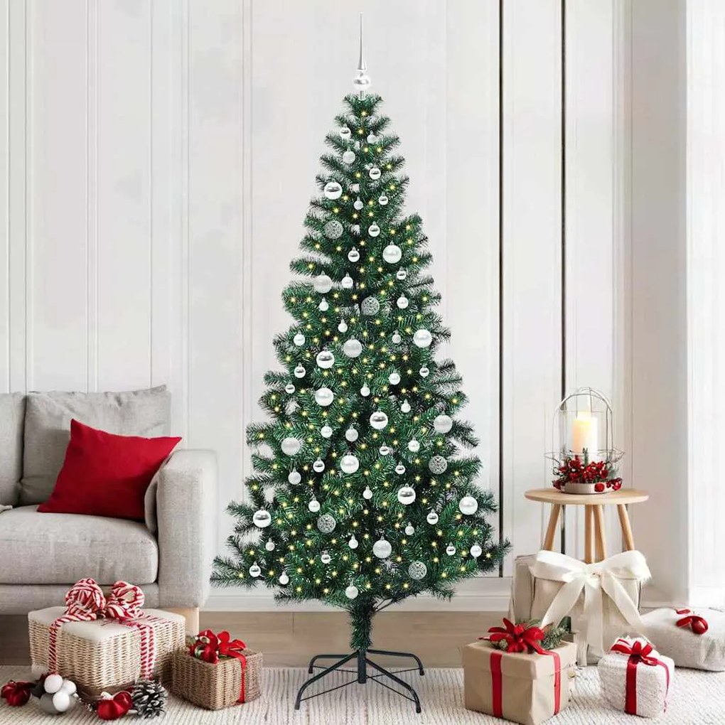 vidaXL Árvore de Natal Artificial Pré-iluminada Verde 210 cm