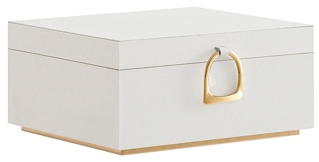 Caixa para jóias de 2 níveis com pega e tabuleiro flexível para jóias 20,5 x 24 x 11 cm branco