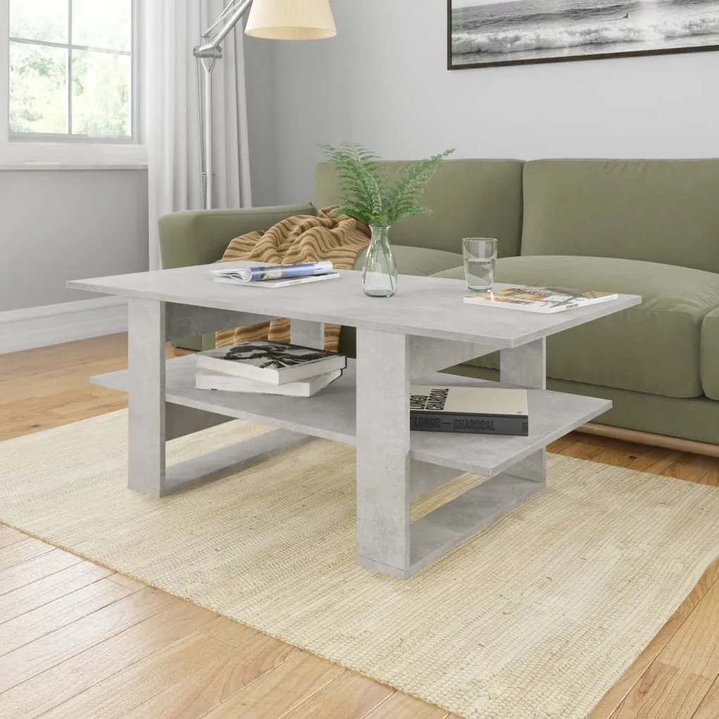 vidaXL Mesa de centro 110x55x42 cm contraplacado cinzento cimento
