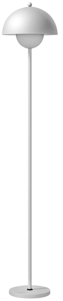 Candeeiro de Pé Moderno com Ecrã em Forma de Taça Refletora de Luz Interruptor de Pé Suporte E27 sem Lâmpada Ø35x155 cm Prata