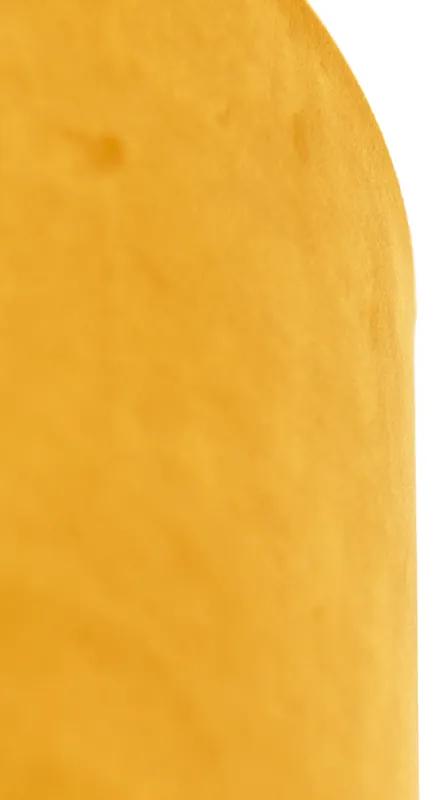 Abajur veludo amarelo 35/35/20 com interior dourado