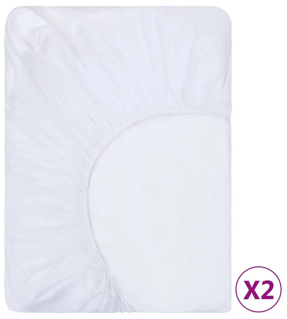 Lençol ajustável impermeável 2 pcs 140x200 cm algodão branco