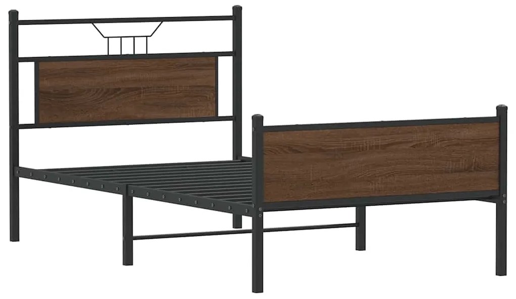 Estrutura de cama sem colchão 107x203 cm carvalho castanho