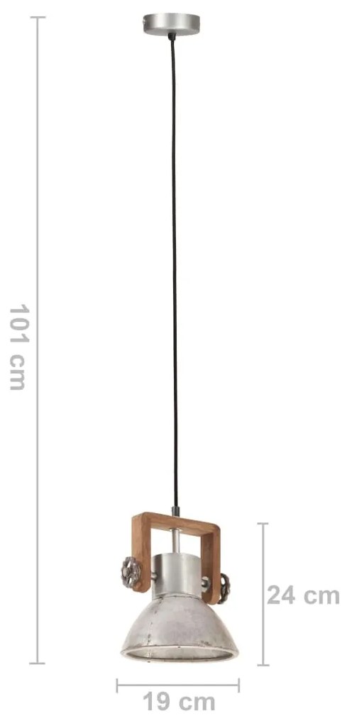 Candeeiro suspenso industrial redondo 25 W 19 cm E27 prateado