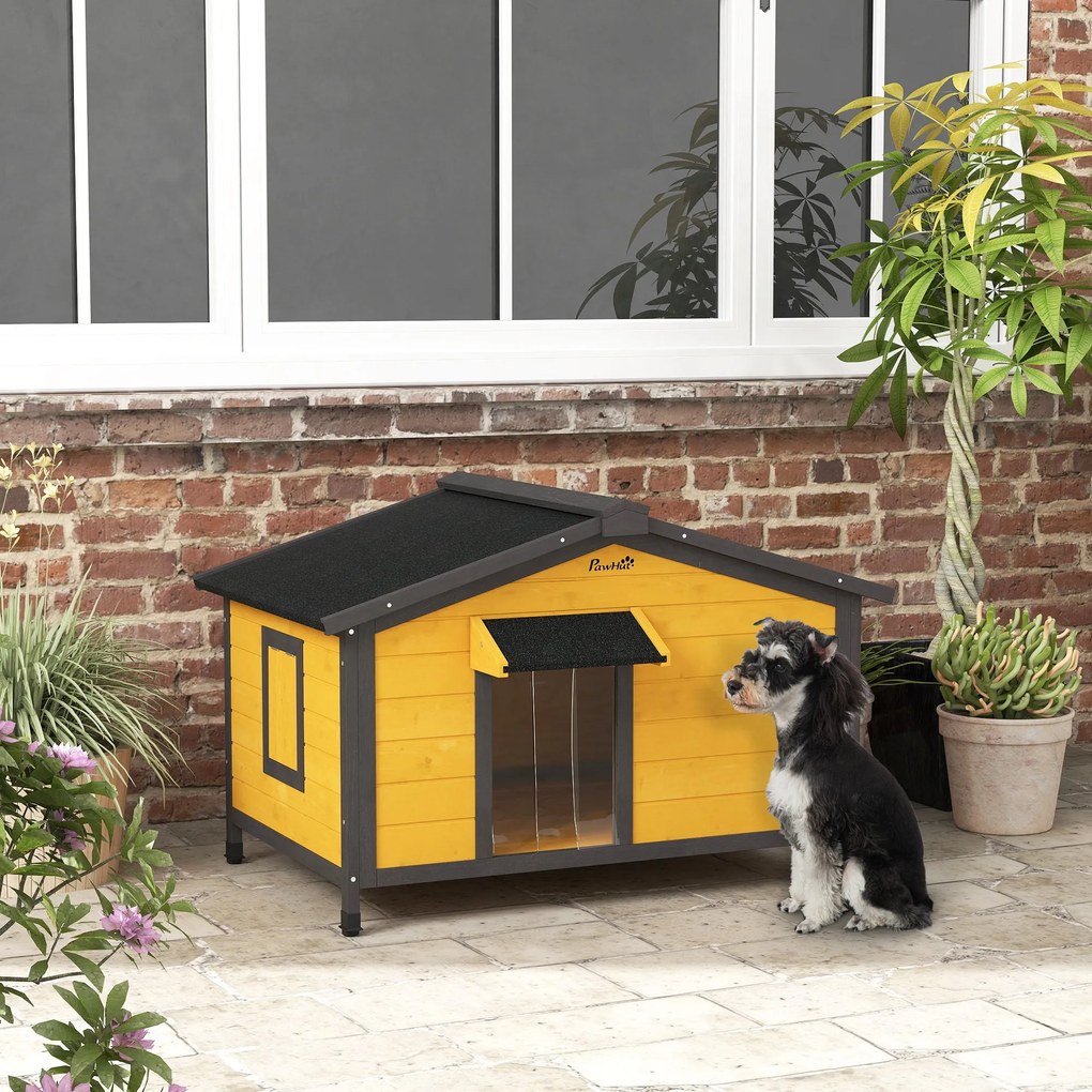 PawHut Casa para Cães de Madeira 97x72x65 cm Casa para Animais de Esti