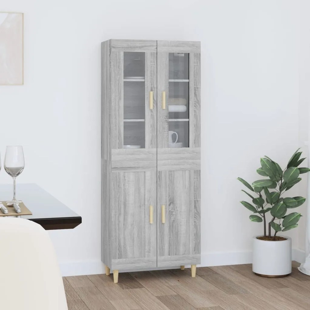 3114850 vidaXL Armário alto 69,5x34x180 cm derivados de madeira sonoma cinza