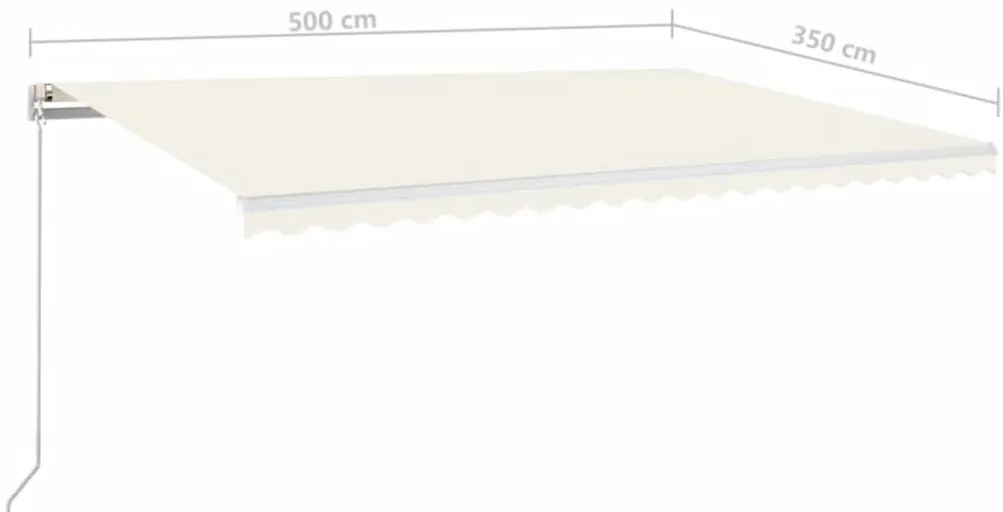 Toldo retrátil manual com LED 500x350 cm cor creme