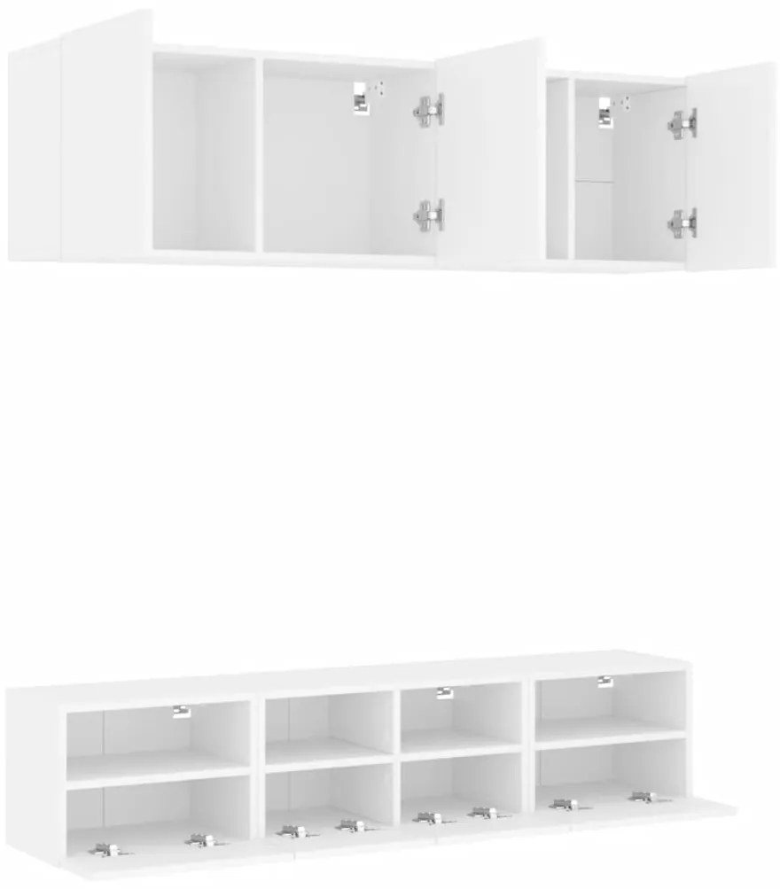 5 pcs móveis de parede p/ TV derivados de madeira branco