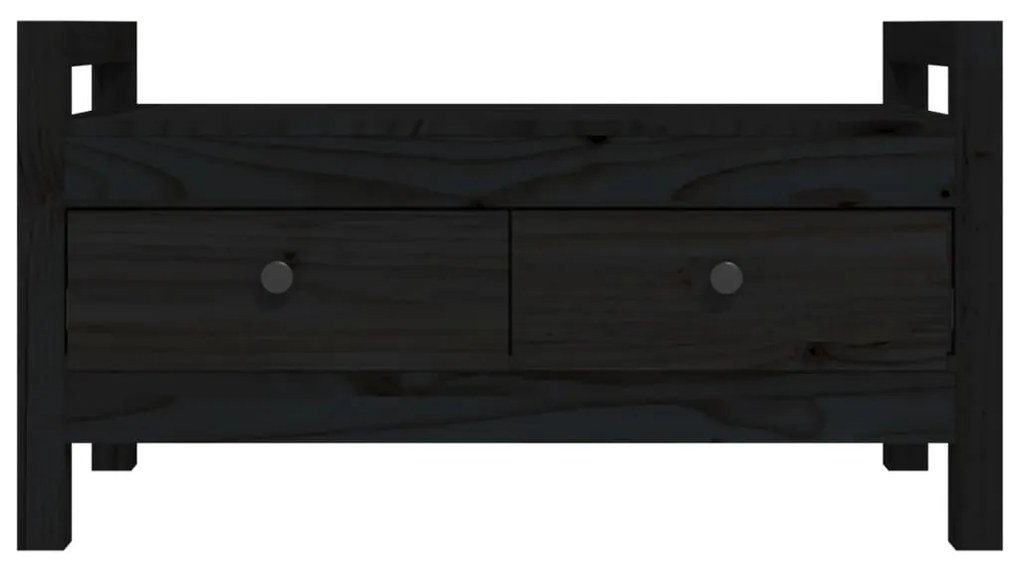 Banco de corredor 80x40x43 cm madeira de pinho maciça preto