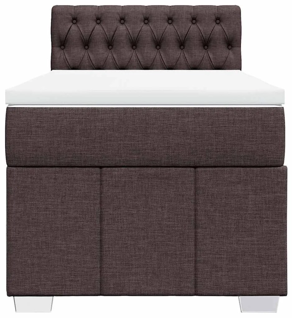 Cama com molas/colchão 90x200 cm tecido castanho-escuro