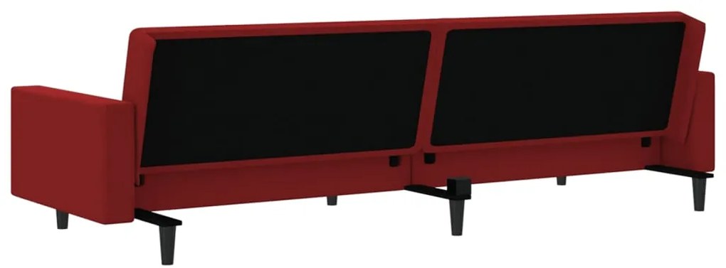Sofá-cama de 2 lugares veludo vermelho tinto