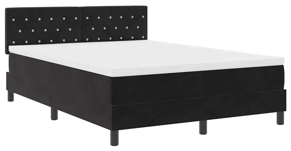 Cama Box com Colchão e LED Preto 160x200 cm Veludo