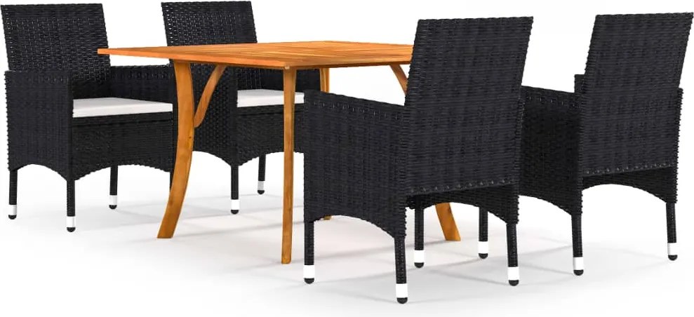vidaXL 5 pcs conjunto de jantar para jardim preto