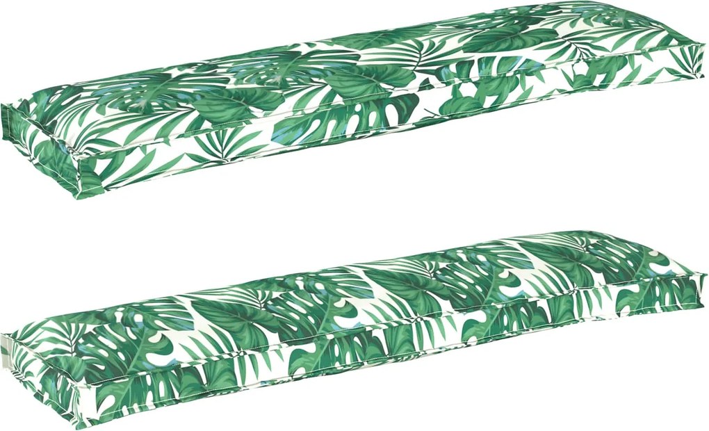 vidaXL Conjunto de Almofadas para Palete Floral 2 pcs Padrão de Folhas