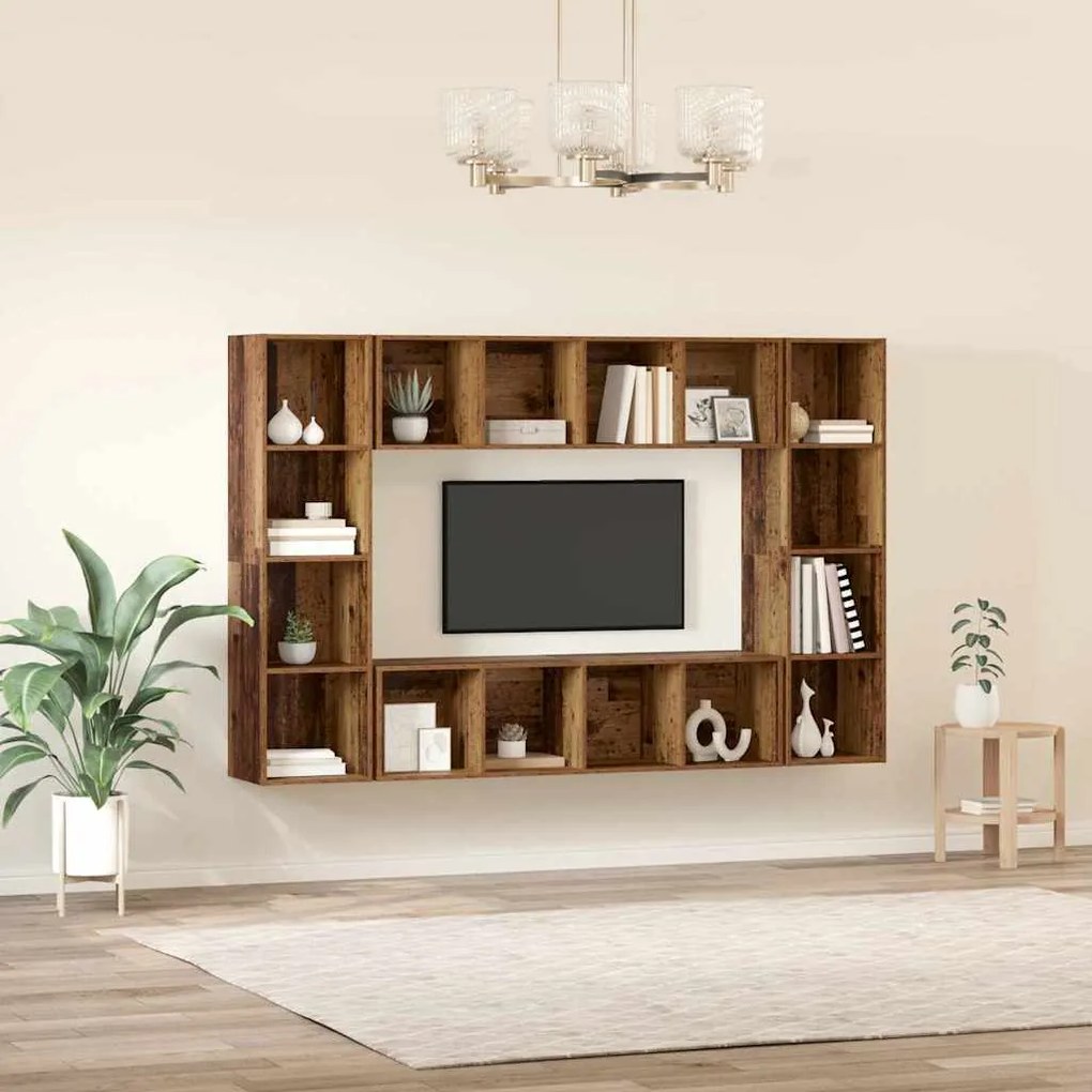 Conjunto de móvel de TV 4 pcs Castanho 37 x 37 x 142.5 cm